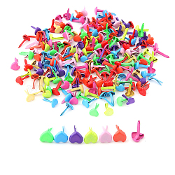 Paint Spraying Iron Fasteners Brads, for Scrapbooking, Photo Album, Embellishment Wedding Supplies, Children Puppy Dolls Decoration, Paper Cards DIY, Heart, Mixed Color, 1x0.6cm, 100pcs/bag(SCRA-PW0004-126E-01)