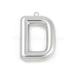 304 Stainless Steel Pendants, Letter Charm, Letter D, 38x26.5x6.5mm, hole: 2.3mm(STAS-I325-146P-D)