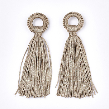 Polyester Tassel Big Pendant Decorations, Camel, 98~110x24~26x10~15mm, Hole: 14mm