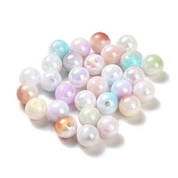 Opaque Acrylic Beads, Gradient Colorful, Round , Mixed Color, 8mm, Hole: 1.8mm, about 2083pcs/500g