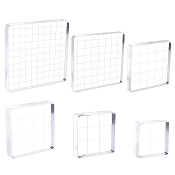 Globleland Acrylic Chassis, for Stamp, Square, Clear, 25x25x8mm, 6pcs/set