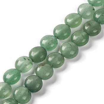 Natural Green Aventurine Beads Strands, Flat Round, 7.5~8x4.5~5mm, Hole: 1.2mm, about 50~51pcsrand, 14.57~15.35 inch(37~39cm)