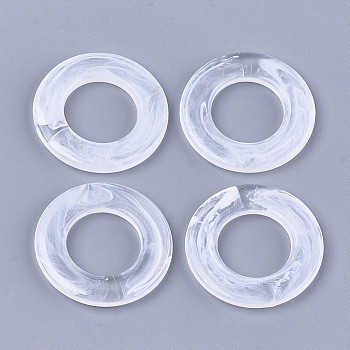 Acrylic Linking Rings, Imitation Gemstone, Ring, Clear & White, 37.5x4mm, Hole: 20mm, about 140pcs/500g