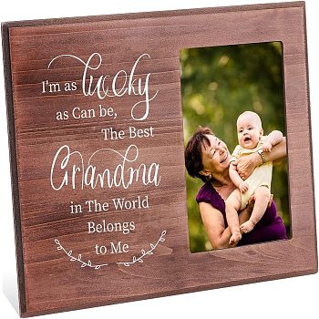 Olycraft MDF Photo Frames, Glass Display Pictures, for Tabletop Display Photo Frame, Rectangle with Word, Saddle Brown, 19.5x25.4x1.35cm