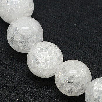Natural Crackle Quartz Beads Strands, Round, 10mm, Hole: 1mm, about 39pcs/strand, 16 inch