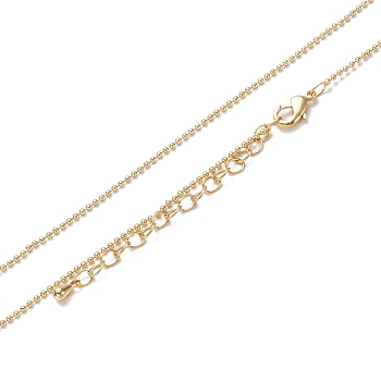 Brass Ball Chain Necklaces, Long-Lasting Plated, Real 18K Gold Plated, 16.34 inch(41.5cm)