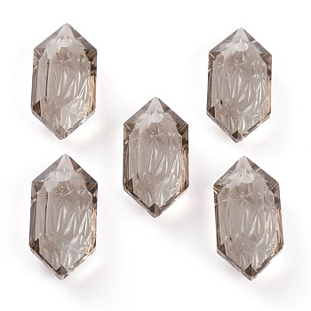 Embossed Glass Rhinestone Pendants, Bicone, Faceted, Satin, 13x6.5x4mm, Hole: 1.5mm