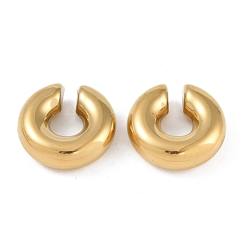 304 Stainless Steel Cuff Earrings, Jewely for Women, Rings, Real 24K Gold Plated, 29.5x10mm
