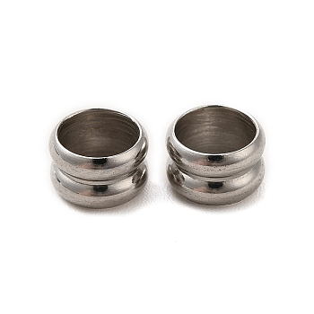 201 Stainless Steel European Beads, Large Hole Beads, Grooved Beads, Column, Stainless Steel Color, 6x3.8mm, Hole: 4.5mm