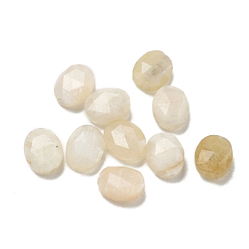 Natural Moonstone Beads, Faceted, Oval, 9.5~10x8x4.5mm, Hole: 1mm