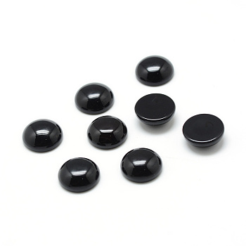 Dyed & Heated Natural  Black Agate Gemstone Cabochons, Half Round, 16x6mm