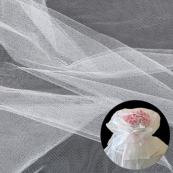 Polyester Tulle Fabric, For Bouquet Packaging, Party Decoration, WhiteSmoke, 63 inch(1600mm), about 18 Yards/Bag