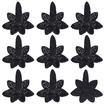 Flower Gauze Embroidery Ornaments Accessories, Lace Sequins Clothing Sew on Patches, Beaded Appliques, Suitable for Wedding Dress, Performance Clothes, Black, 105x95x2.5mm