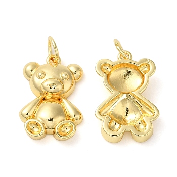 Brass Pendants, Cadmium Free & Lead Free, Long-Lasting Plated, with Jump Ring, Bear Charm, Real 18K Gold Plated, 18x12x4mm, Hole: 3.6mm