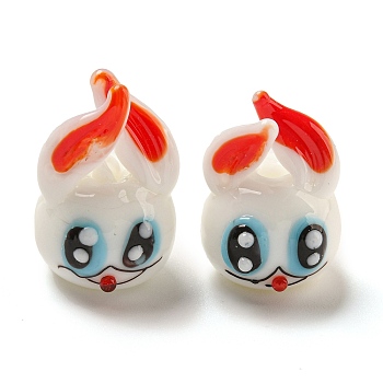 Handmade Lampwork Beads, Animal Beaded, Rabbit, 18~20x13~14x14mm, Hole: 1.9mm