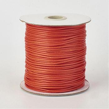 Eco-Friendly Korean Waxed Polyester Cord, Coral, 1.5mm, about 169.51~174.98 Yards(155~160m)/Roll