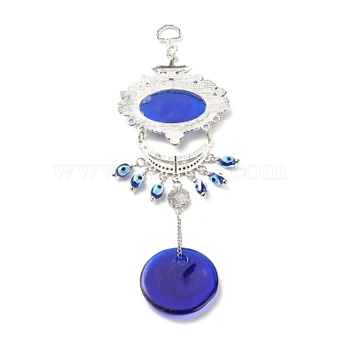 Glass Turkish Blue Evil Eye Pendant Decoration(HJEW-I008-05AS)-5