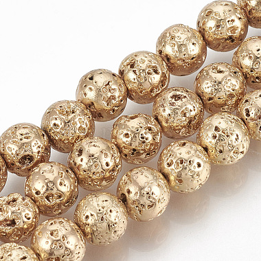 Electroplated Natural Lava Rock Beads Strands(X-G-T061-55B-4mm)-1
