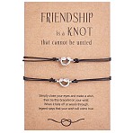 2Pc 2 Style 430 Stainless Steel Knot Heart Link Bracelets Set, Match Couple Adjustable Bracelets for Best Friends Couple Family, Stainless Steel Color, 7-1/8 inch(18cm), 1Pc/style(JB718A)