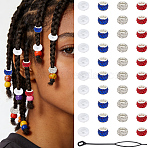 3Pcs Acrylic Hair Pin Bun Maker, Hair Braiding Twist Styling Tool, wiht 60Pcs Polymer Clay Rhinestone European Large Hole Beads & 20Pcs Acrylic Beads, for 
Independence Day, Mixed Color, 120x9x1.5mm, Hole: 7x3mm, 3pcs(OHAR-PA0001-02)