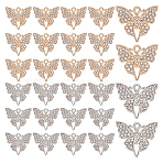 50Pcs 2 Colors Alloy Rhinestone Pendants, Butterfly Charms, Platinum & Golden, 19x22x2mm, Hole: 1.5mm, 25pcs/color(FIND-HY0003-88)