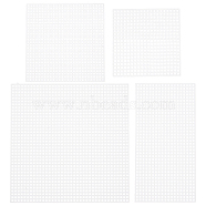 Elite 24Pcs 4 Style Plastic Mesh Canvas Sheets, for Embroidery, Acrylic Yarn Crafting, Knit and Crochet Projects, Square & Rectangle, White, 8~14.2x7.2~14.2x0.14cm, Hole: 1.9~2mm, 6pcs/style(DIY-PH0003-82)