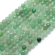 Natural Green Aventurine Beads Strands, Faceted, Round, 4mm, Hole: 1mm, about 95pcs/strand, 15.35 inch(39cm)(G-E411-37-4mm)