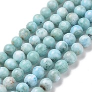 Natural Larimar Round Beads Strands, Grade AB, 6.5~7mm, Hole: 0.7mm, about 62~66pcs/strand, 15.63~15.83''(39.7cm~40.2cm)(G-O087-14-6mm)