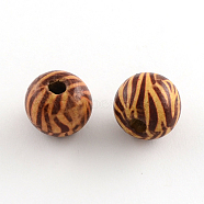 Printed Natural Wood Beads, Macrame Beads Large Hole, Round, Saddle Brown, 20x18mm, Hole: 4~5mm, about 458pcs/1000g(WOOD-R243-20mm-B05)