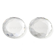Glass Cabochons, Flat Back & Back Plated, Faceted, Half Round, Clear, 25x4.5mm(GLAA-D016-02A)