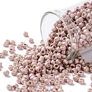 TOHO Round Seed Beads, Japanese Seed Beads, (PF552F) PermaFinish Subtle Pink Metallic Matte, 8/0, 3mm, Hole: 1mm, about 222pcs/10g(X-SEED-TR08-PF0552F)