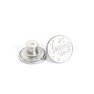 Alloy Button Pins for Jeans, Nautical Buttons, Garment Accessories, Round with Word, Platinum, 17mm(PURS-PW0009-01I-01P)