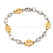 Two Tone 304 Stainless Steel Oval Link Chain Bracelet, Golden & Stainless Steel Color, 8-3/4 inch(22.2cm), Wide: 11mm(BJEW-B078-10GP)