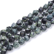 Natural Kambaba Jasper Beads Strands, Star Cut Round Beads, Faceted, 6~6.5x6mm, Hole: 1mm, about 58pcs/strand, 15.9 inch(G-S149-39-6mm)