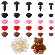 200 Sets 20 Style Triangle Plastic Safety Craft Noses, with Spacer, for DIY Doll Toys Puppet Plush Animal Making, Mixed Color, Nose: 6~14x9~19x14~19mm, Pin: 3.5~5.5mm, Spacer: 9.5~13x3.5~4mm, Hole: 3~5mm, 2pcs/set, 10 sets/style(FIND-FH0006-74)