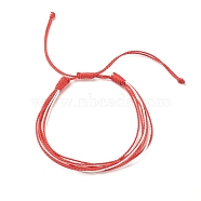 Waxed Polyester Multi-strand Bracelet, Adjustable String Bracelet for Women, Red, Inner Diameter: 2-1/8~4-1/8 inch(5.3~10.5cm)(BJEW-JB07892-04)