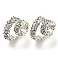 Brass Micro Pave Cubic Zirconia Cuff Earrings, Platinum, 17x10.5x18.5mm(EJEW-I300-09P)
