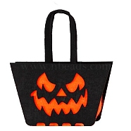 Devil Felt Halloween Candy Bags with Handles, Halloween Treat Gift Bag Party Favors for Kids, Orange, 22cm, Bag: 11x15.4x6.4cm(HAWE-K001-01D)