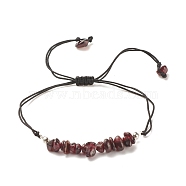 Natural Garnet Chips Braided Bead Bracelet, Gemstone Adjustable Bracelet for Women, Inner Diameter: 5/8~3-5/8 inch(1.6~9.3cm)(BJEW-JB08019-12)