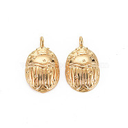 Brass Charms, Nickel Free, Insect, Real 18K Gold Plated, 14.5x9x3mm, Hole: 1.6mm(X-KK-S356-608-NF)