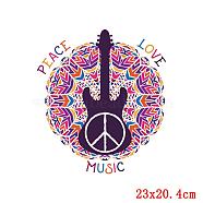 Peace Symbol Pattern Heat Transfer Film, Iron on Vinyl, for Garment T-shirt Accessories, Guitar, 230x204mm(PW-WG64152-02)