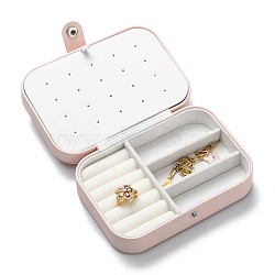 PU Leather Button Jewelry Boxes, Portable Jewelry Storage Case, for Ring Earrings Necklace, Rectangle, Lavender Blush, 11.8x16x5.4cm(CON-P012-03C)