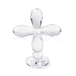 Natural Quartz Crystal Cross Figurines, for Home Desktop Decoration, Clear, 70x145x175mm(AJEW-H154-01C)