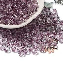 Transparent Colours Glass Round Beads, Round Hole, Faceted, Old Lace, 6x5.5mm, Hole: 1.2mm, about 2000pcs/pound(SEED-F006-04A-06)