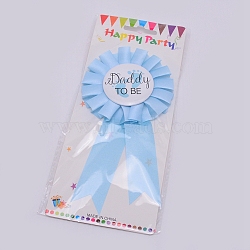 Tinplate Badge Pins, Gender Reveal Button Pins, New Daddy Mom Gifts for Baby Shower Party Celebration, Word Daddy to be, Light Sky Blue, 154x78x14mm, Pin: 0.8mm(JEWB-WH0010-03B-01)