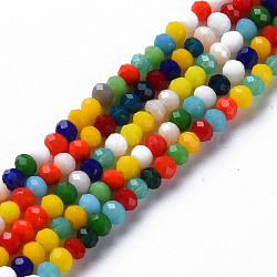 Faceted Glass Beads Strands, Imitation Jade, Rondelle, Colorful, 2~3x2mm, Hole: 0.9mm, about 165~172pcs/strand, 14.96~15.35 inches(38~39cm)(GLAA-S197-001A-A01)