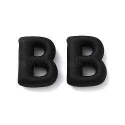 Rack Plating Spray Painted Alloy Pendants, Rubberized Style, Black, Letter B, 19x14x6mm, Hole: 1.5mm(FIND-C062-08B)