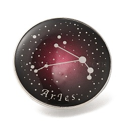 Twelve Constellation Creative Alloy Badges Constellation Brooches, Platinum, Aries, 31mm(JEWB-S033-01P-A)