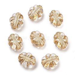 Metal Enlaced Transparent Acrylic Beads, Golden Plated, Flower, Gold, 14x11.5x6mm, Hole: 2.5mm, about 806Pcs/500G(MACR-M045-11)