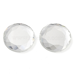 Glass Cabochons, Flat Back & Back Plated, Faceted, Half Round, Clear, 25x4.5mm(GLAA-D016-02A)
